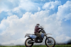 Mick , motor , delfts blauw